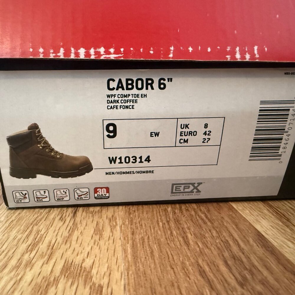 Wolverine Cabor 6" Waterproof Composite Toe Boots | Dark Coffee | Men’s 9 EW - Picture 8 of 12